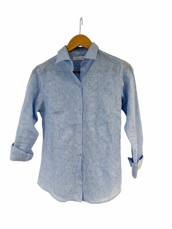 m. silvanni Tops - M. Silvanni 100% Linen Button Down Shirt Blue Small